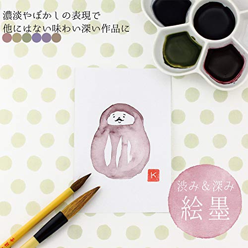 Boku-Undo E-Sumi Watercolor Paint 6 Colors Set from Japan