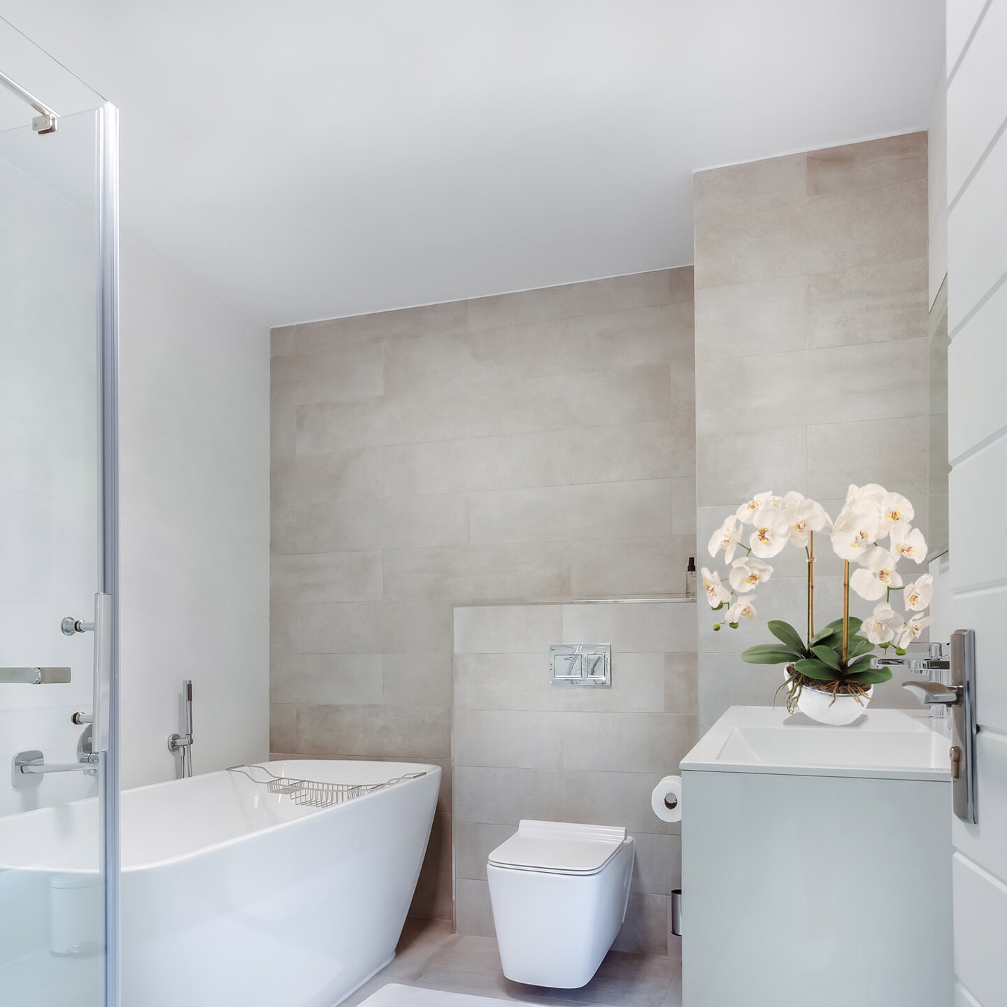 4-Pack: Real Touch White Phalaenopsis Orchid Stem, Floral Home by Artificial Flowers