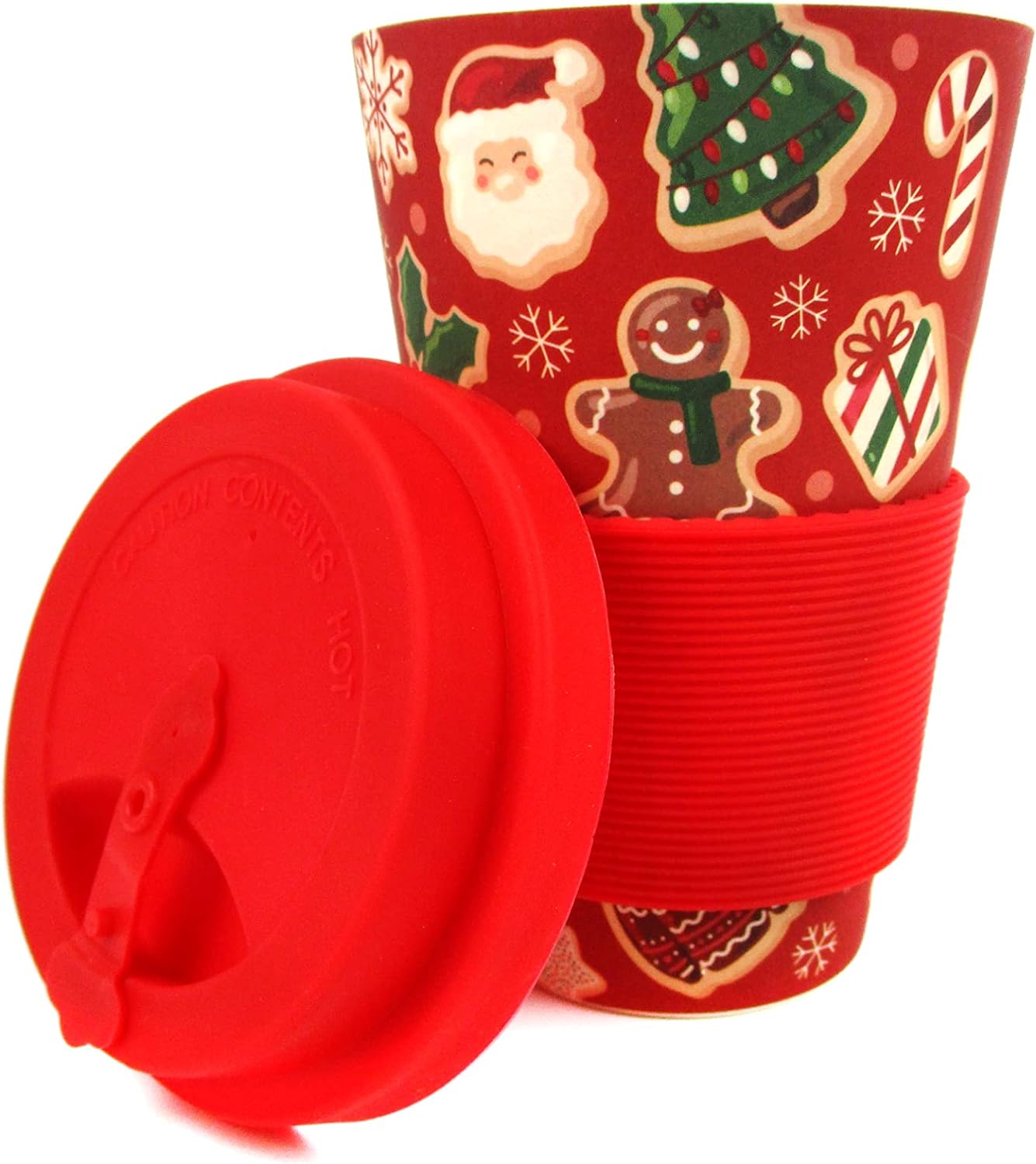 TINYMILLS Christmas Cookies Holiday 14oz Travel Mug - Eco-Friendly Reusable Plant Fiber Travel Mug