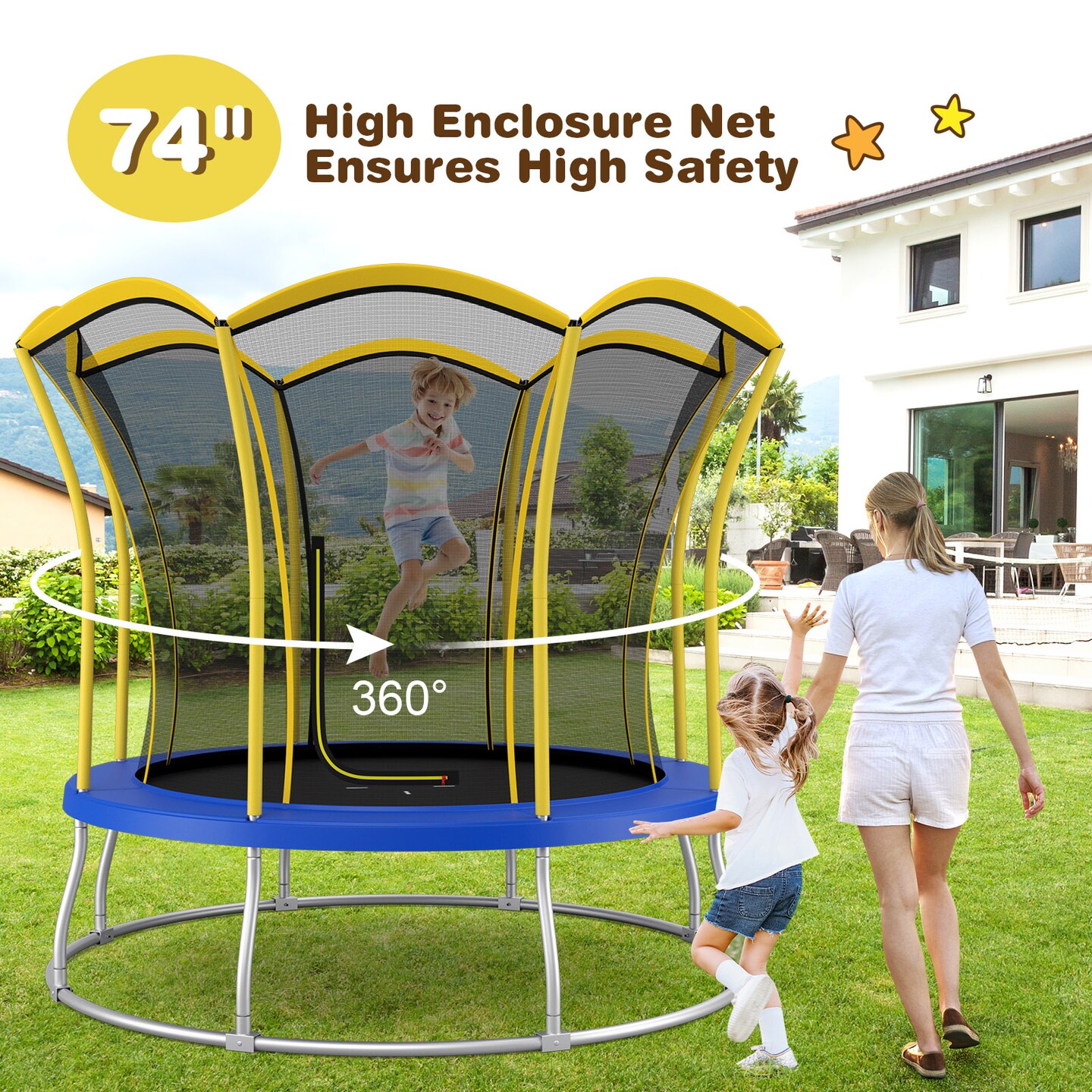 8 Feet Outdoor Unique Flower Shape Trampoline with Enclosure Net