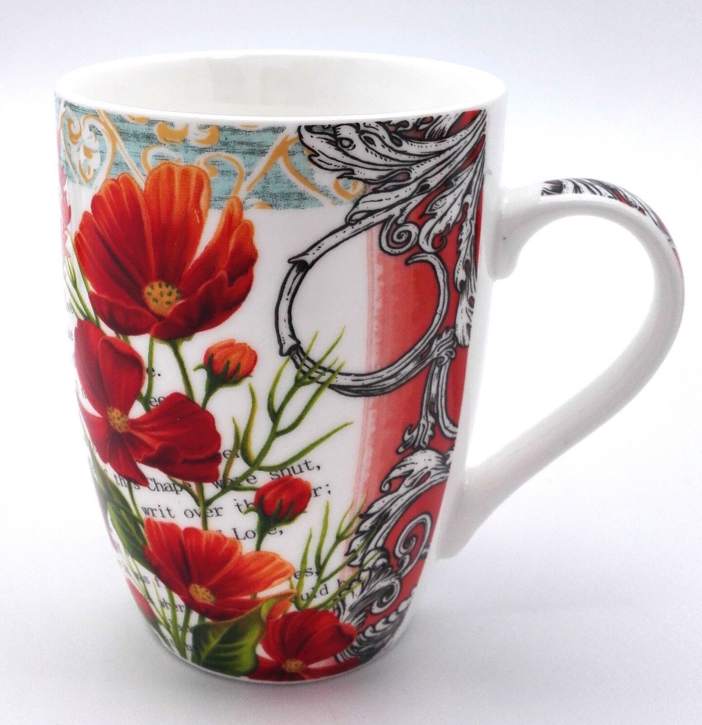Classic Floral Design Coffee Mug Set of 4