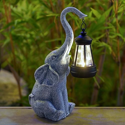 Elephant Statue for Garden Decor with Gift Appeal - Ideal Gifts for Women, Mom or Birthdays, Beautifully Crafted Outdoor &#x26; Home Decor to Wow Your Guests (11&#x22; Elephant)