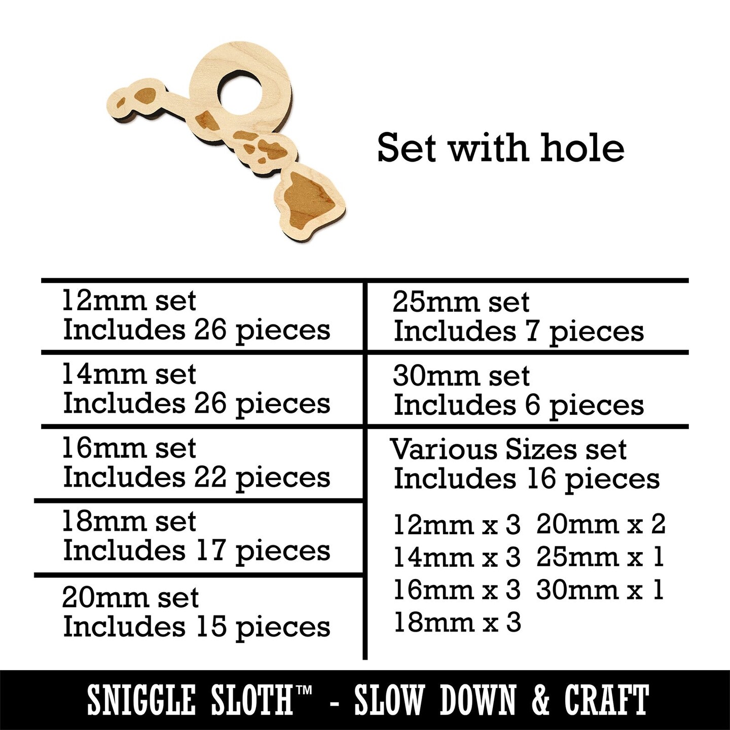 Hawaii State Silhouette Mini Wood Shape Charms Jewelry DIY Craft