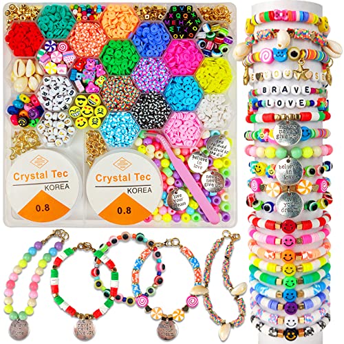 7200 Pcs Clay Beads for Bracelet Making Kit for Kids,DIY Friendship Flat  Polymer Heishi with Charms and Elastic Strings,Christmas Jewellery Making  Kit Bracelets and Necklace | Michaels