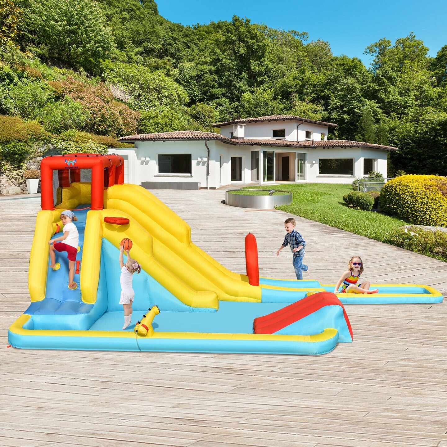 7-in-1 Inflatable Dual Slide Water Park Bounce House