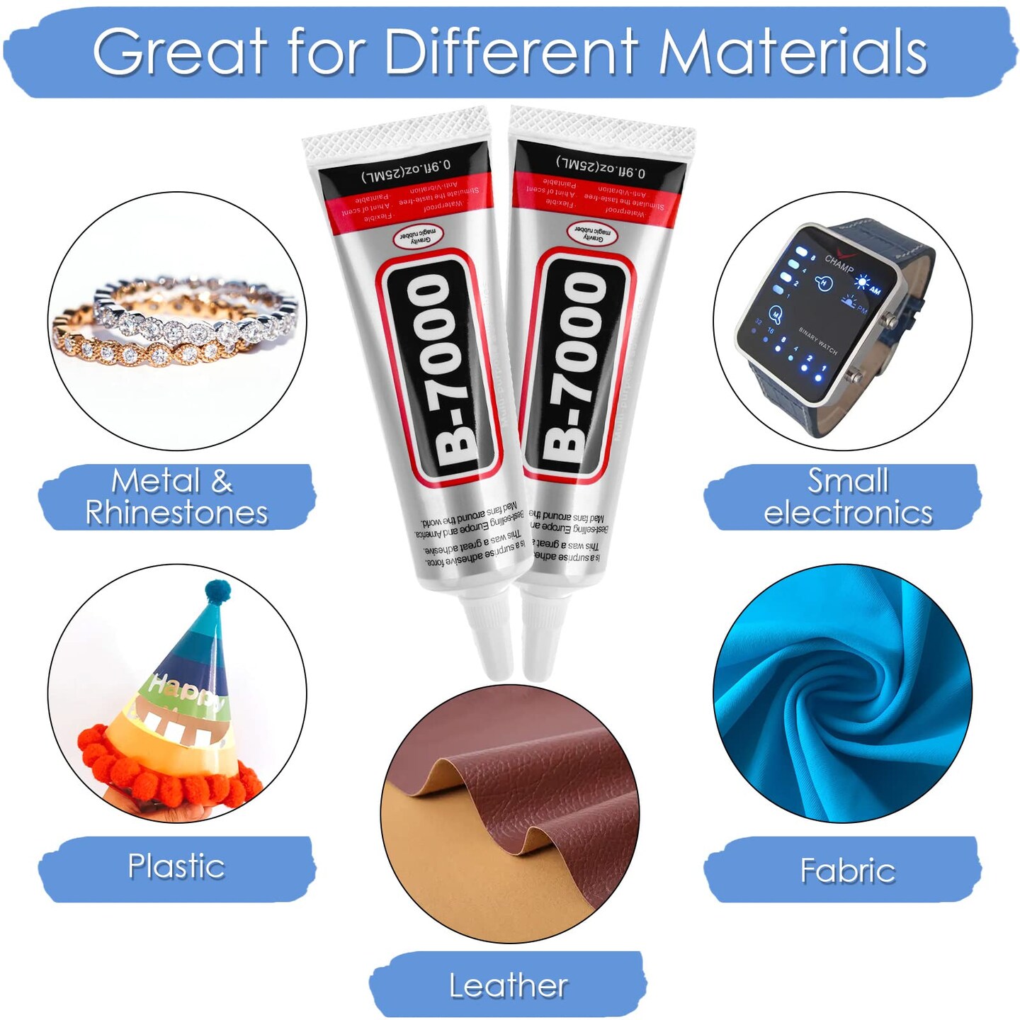 B7000 Craft Glue with Tips, Fabric Glue B7000 Rhinestone Crafts Clear  Liquid Glue Super Adhesive for Cell Phone Repair, Clothes, Metal Stone  Beads