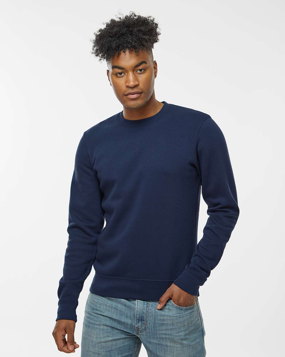 High Quality Fleece Crewneck Sweatshirt 7.5 Oz. yd 55 25 20 Cotton polyester recycled Polyester Fleece with 100 Cotton Face Yarns on Solid Colors