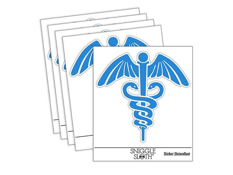 Caduceus Health Medical Symbol Waterproof Vinyl Phone Tablet Laptop Water Bottle Sticker Set - 5 Pack