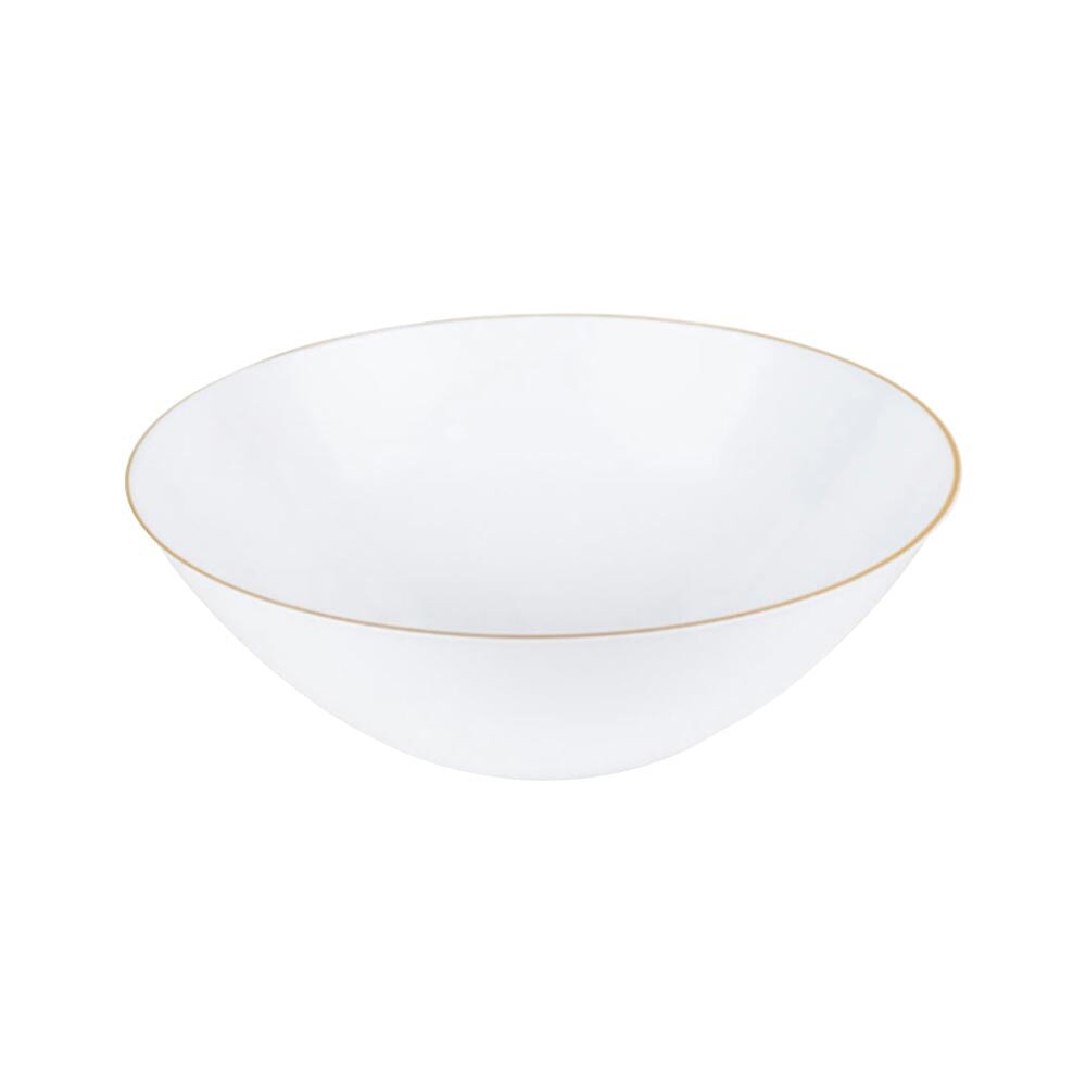 White with Gold Rim Organic Round Disposable Plastic Dessert Bowls - 6 Ounce (120 Bowls)
