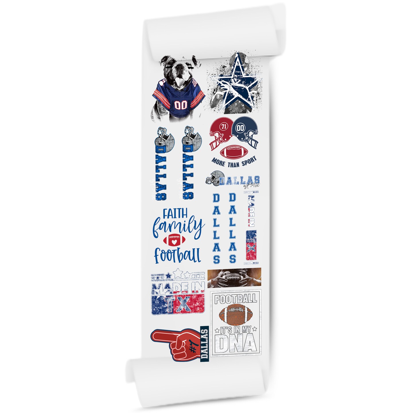 Dallas Football DTF Premium 22x60 Direct-to-Film Gang Sheets