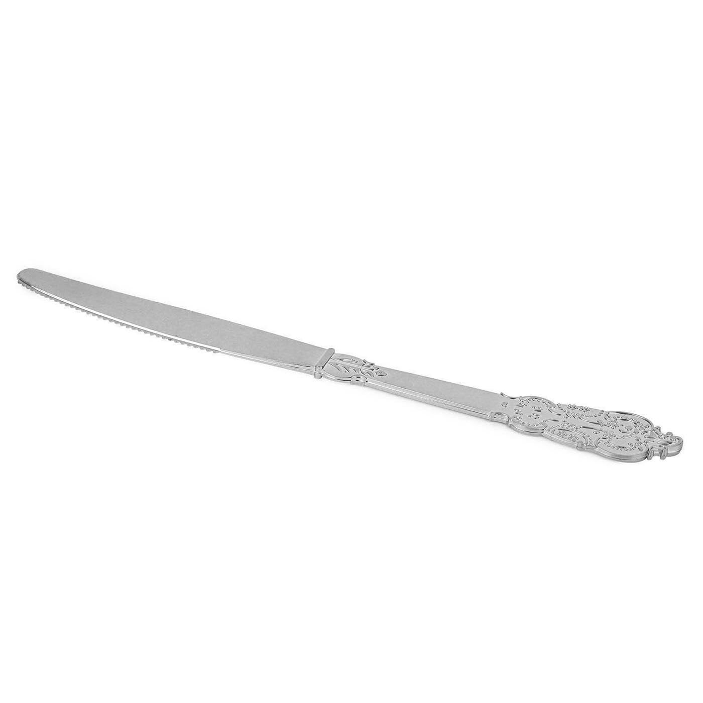 Shiny Baroque Silver Plastic Knives (600 Knives)