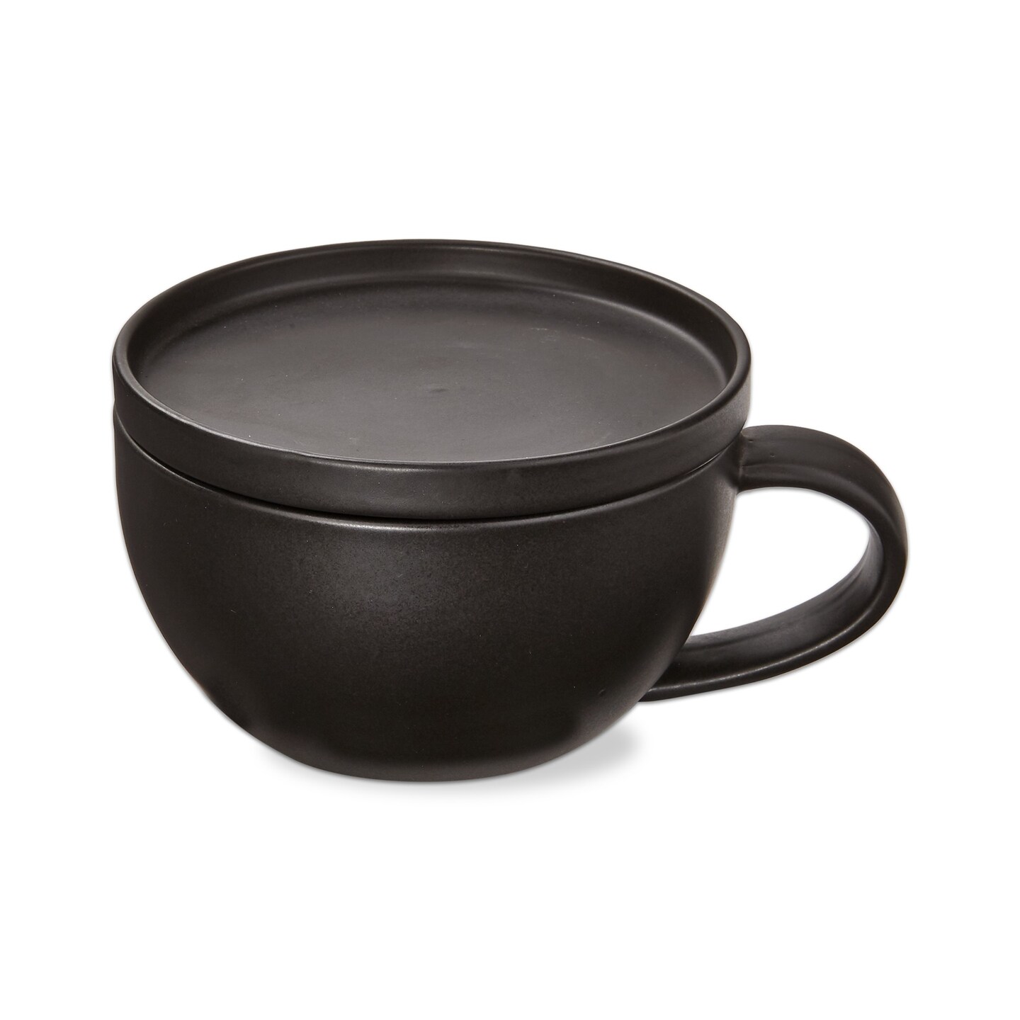 Logan Collection Stoneware Soup Mug with Lid Black 24 oz.