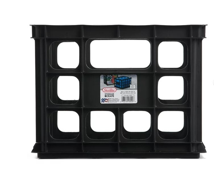 Heavy Duty Plastic Black Storage Box Milk Crate (6-Pack)
