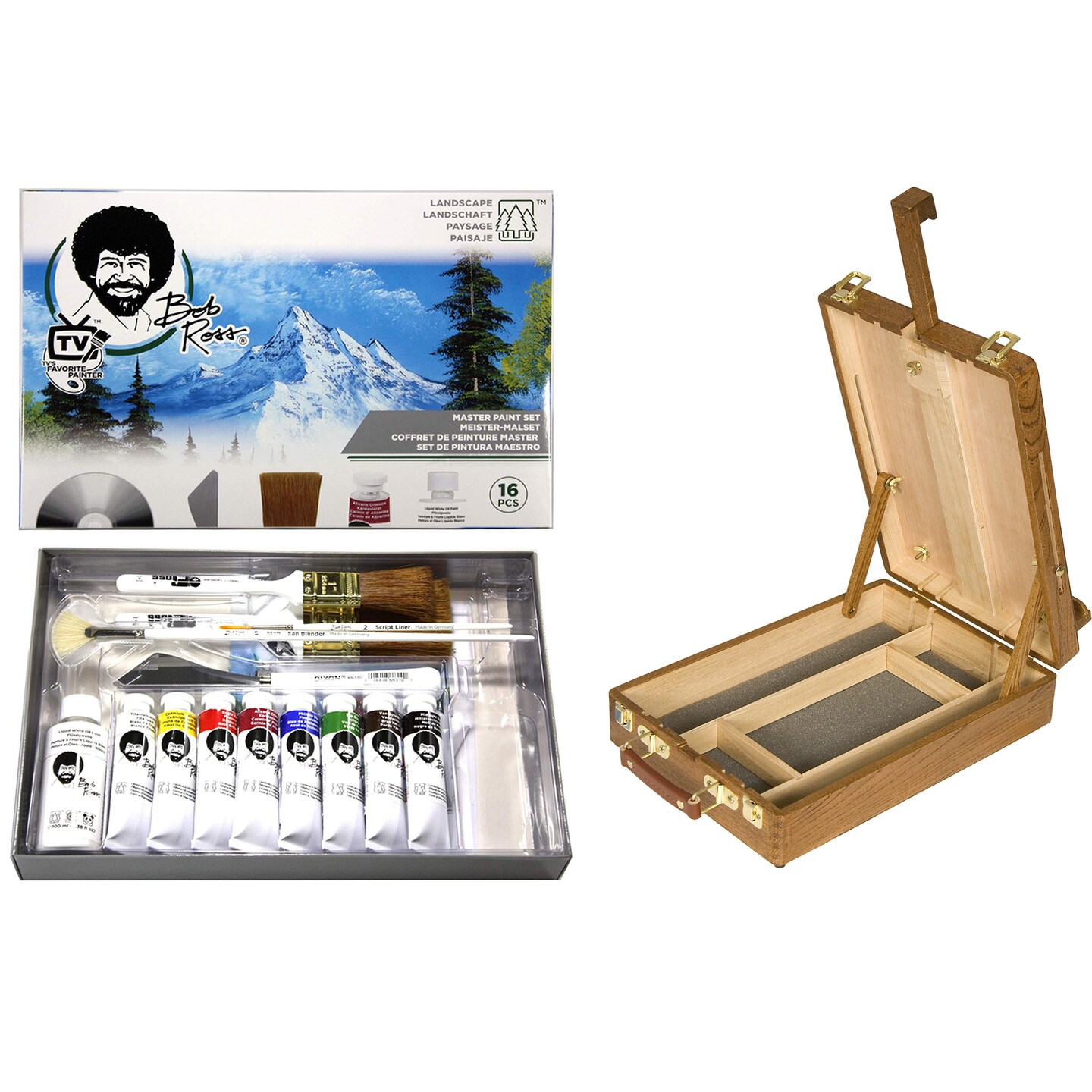 Master Artist Oil Paint Set Includes Wood Art Supply Carrying Case Sketchbox w/ Easel