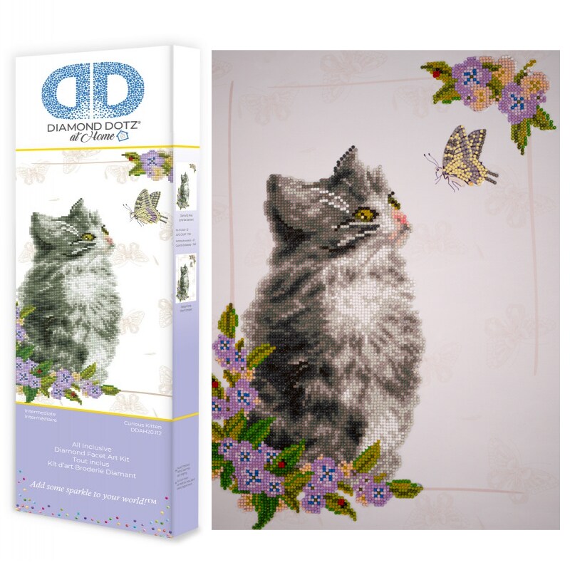 Diamond Dotz at Home - Curious Kitten, Partial Drill, Round Dotz, Cat Diamond Painting Kits, Cat Diamond Art, Diamond Art Cat, Diamond Painting Cat, Diamond Painting Kits Cats, 14"x18"