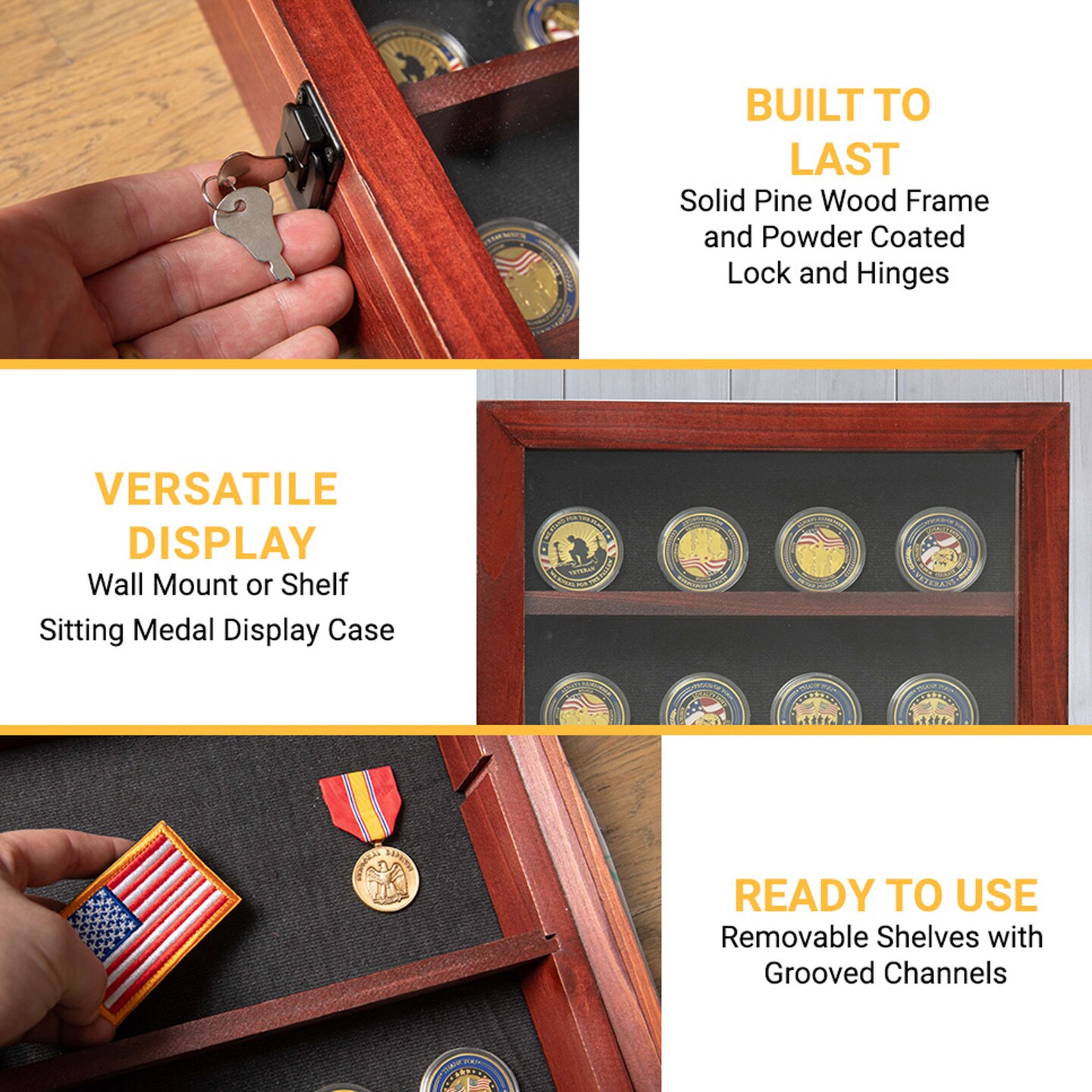  VICASKY Medal Display Stand Wooden Display Holder