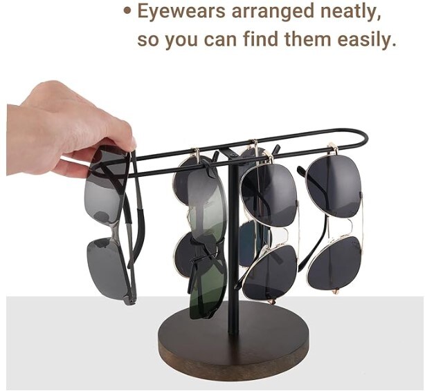 Tabletop Glasses Sunglasses Organizer Eyeglass Holder Rustic Eyeglass Display Storage for Countertop Table Desk Decor for Dorm Home Bedroom Bathroom