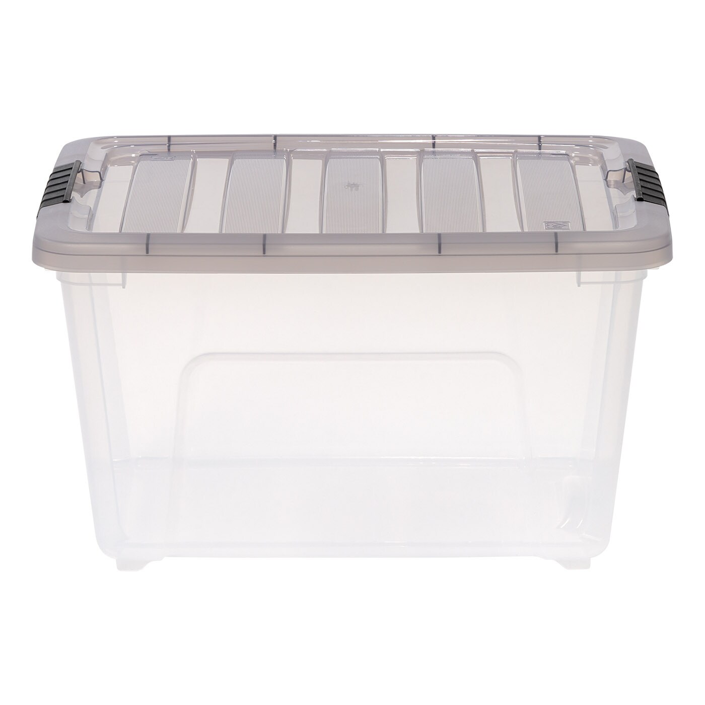 IRIS USA 5 Pack 32 Quart Stack & Pull™ Clear Plastic Storage Box with Buckles, Gray