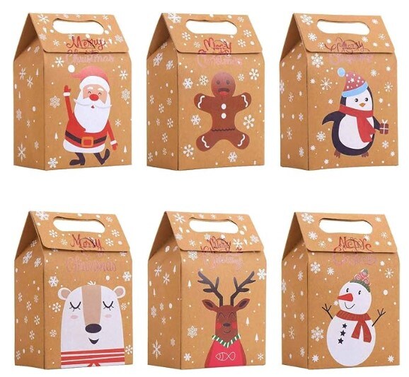 SULOLI Christmas Kraft Paper Gift Boxes, Xmas Candy Hoe Style Goodies Treat Bags For Christmas Party Favor P 246004255