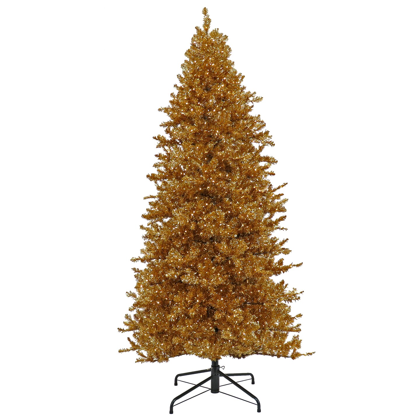 10' Christmas True Gold Slim Hinged Tree with Warm White LED Rice