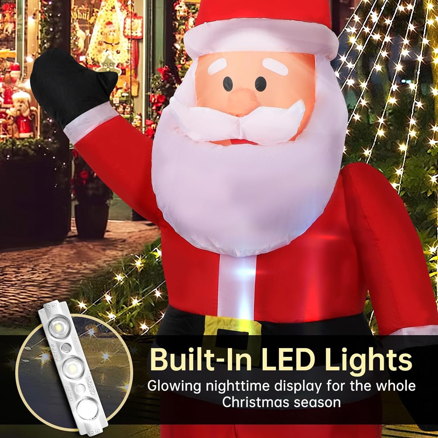 2.5FT Christmas Inflatable Outdoor Santa Claus with Built-in LED Light