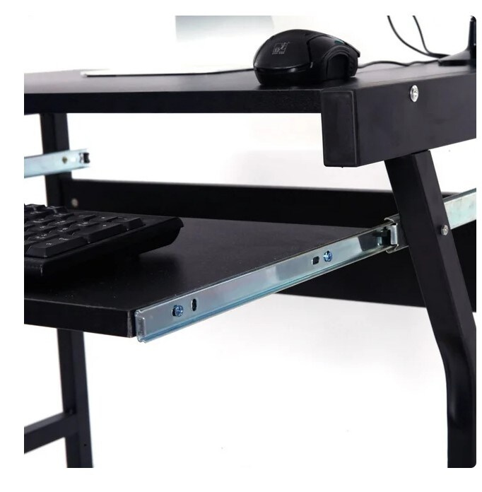 Mobile and compact complete office computer workstation desk in black
