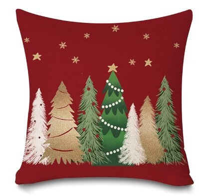 Christmas Pillow Covers 18x18 Set of 4 Merry Christmas Outdoor Pillow Cases  Let It Snow Deer Holiday Decorations Red Truck Xmas Throw Pillows