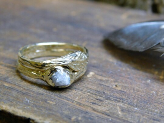 Raw rough 2025 diamond engagement ring