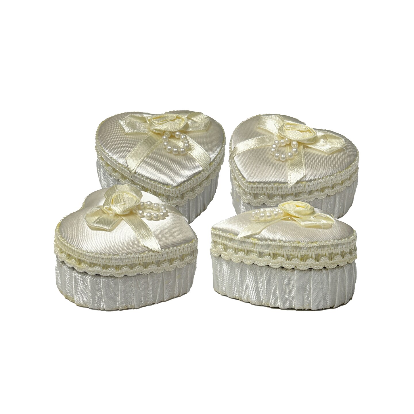 Value Pack of 12 Heart Box with Bow - White