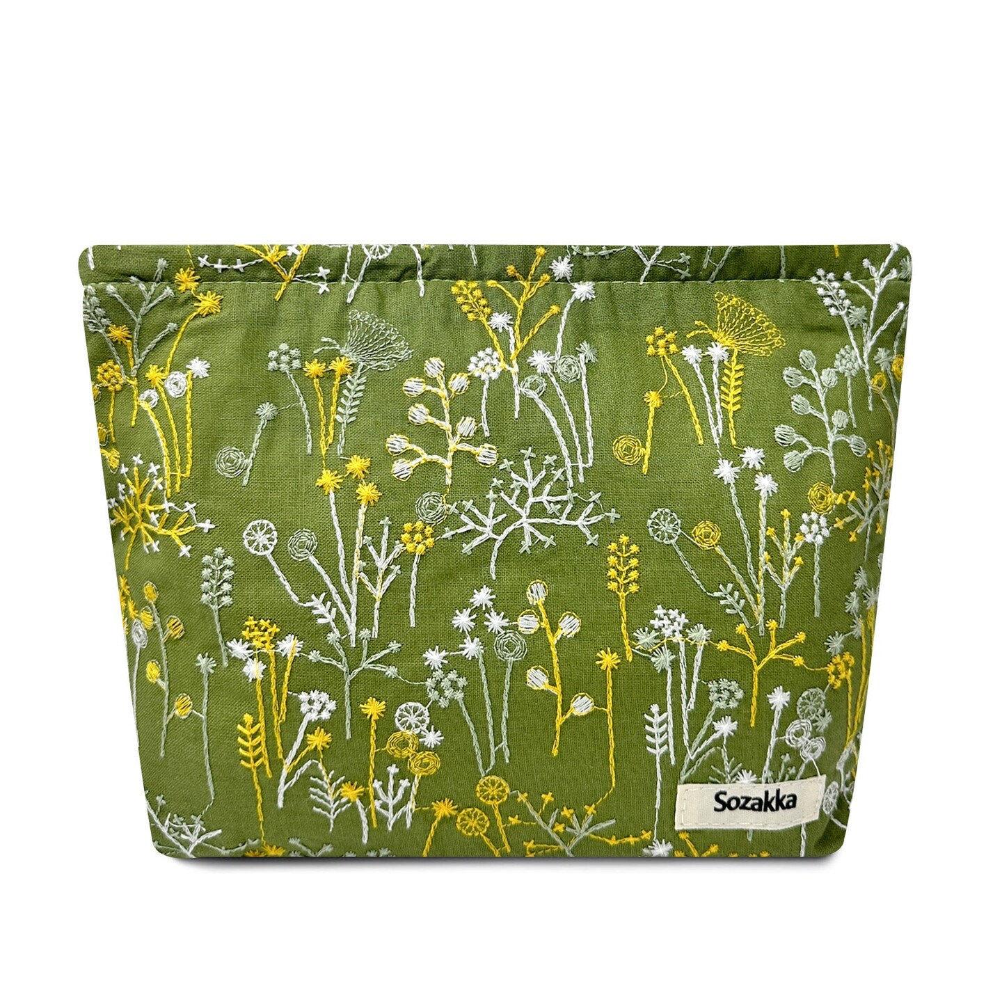 Wrapables Cosmetic Pouch, Makeup and Toiletry Travel Bag, Embroidered Grass