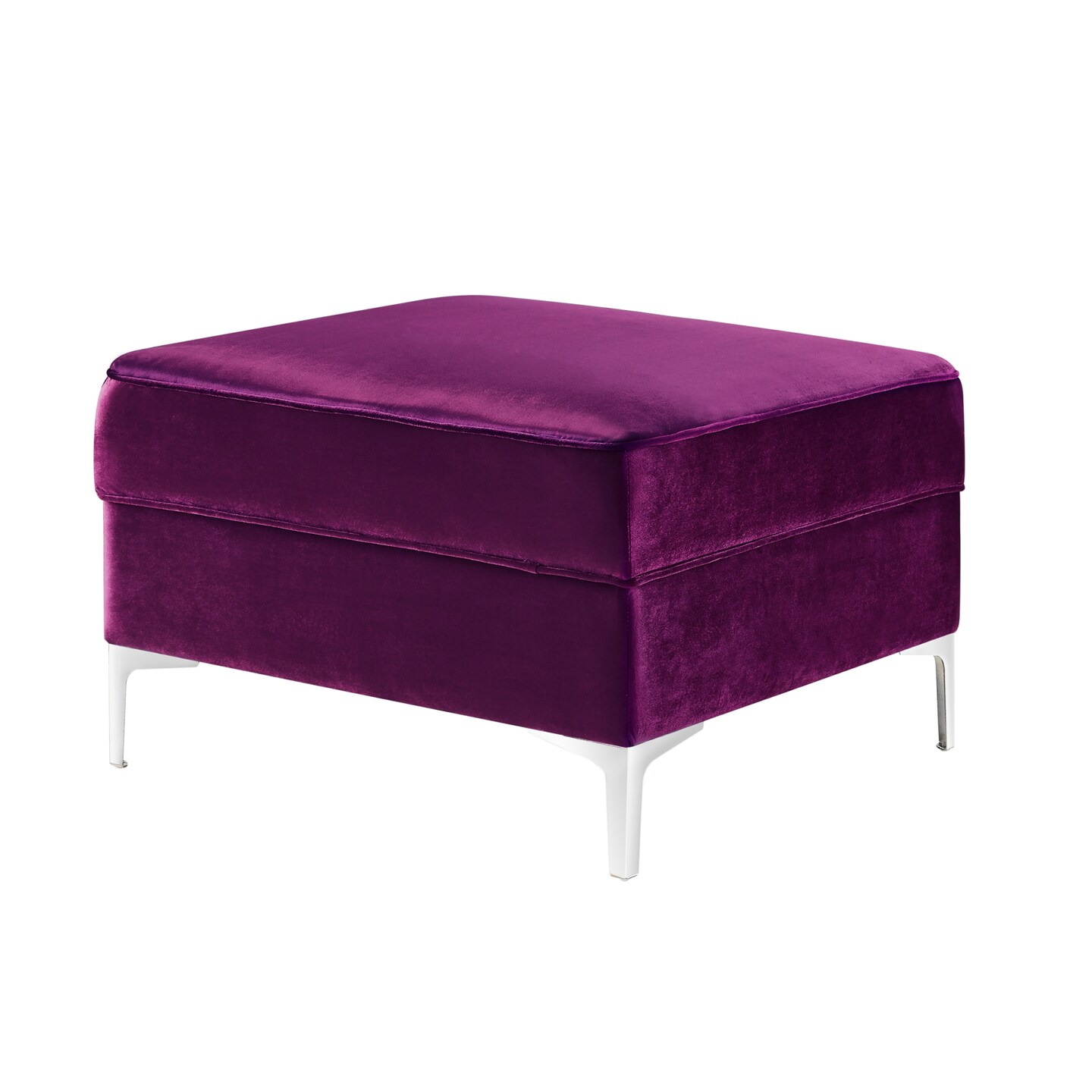 Olivia Velvet Metal Y-Leg Square Storage Ottoman