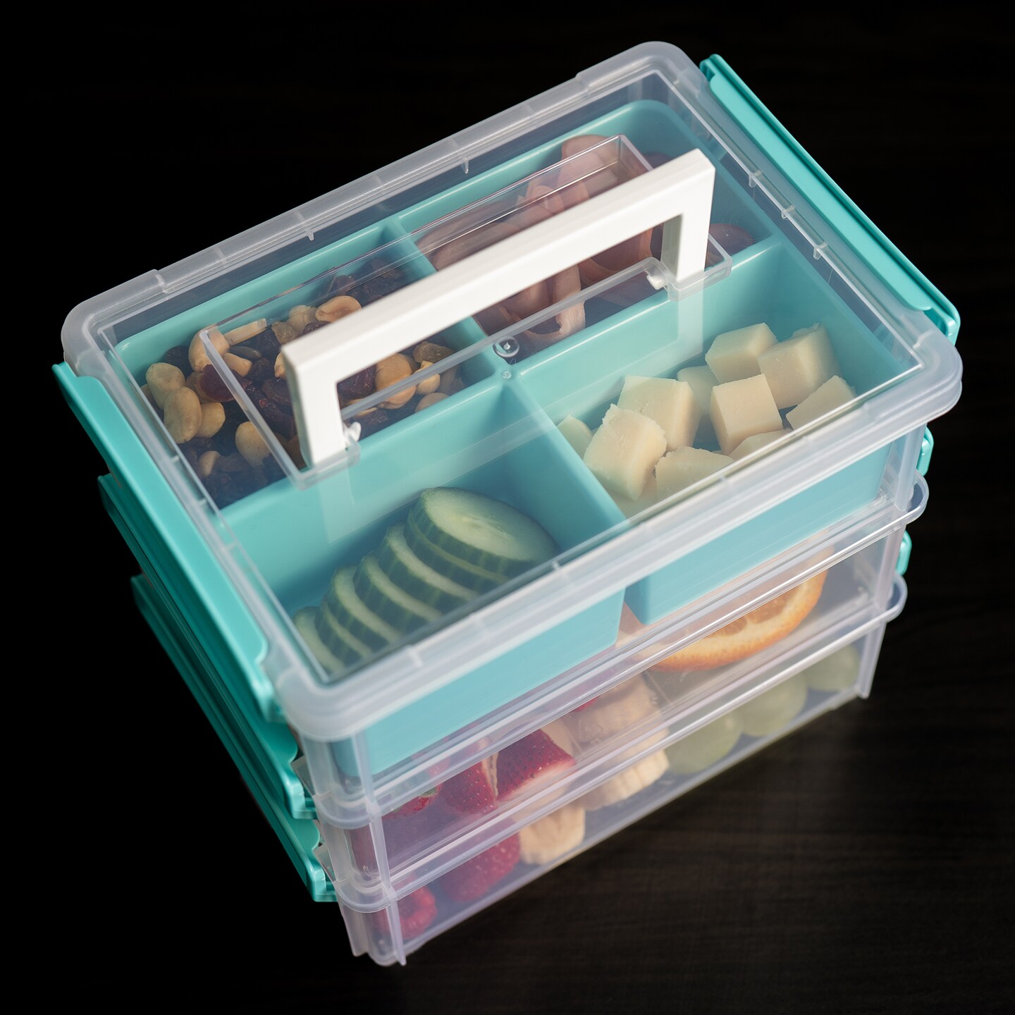 Joy Filled 8&#x22; Clear Stackable Organizer with Lids &#x26; Handle