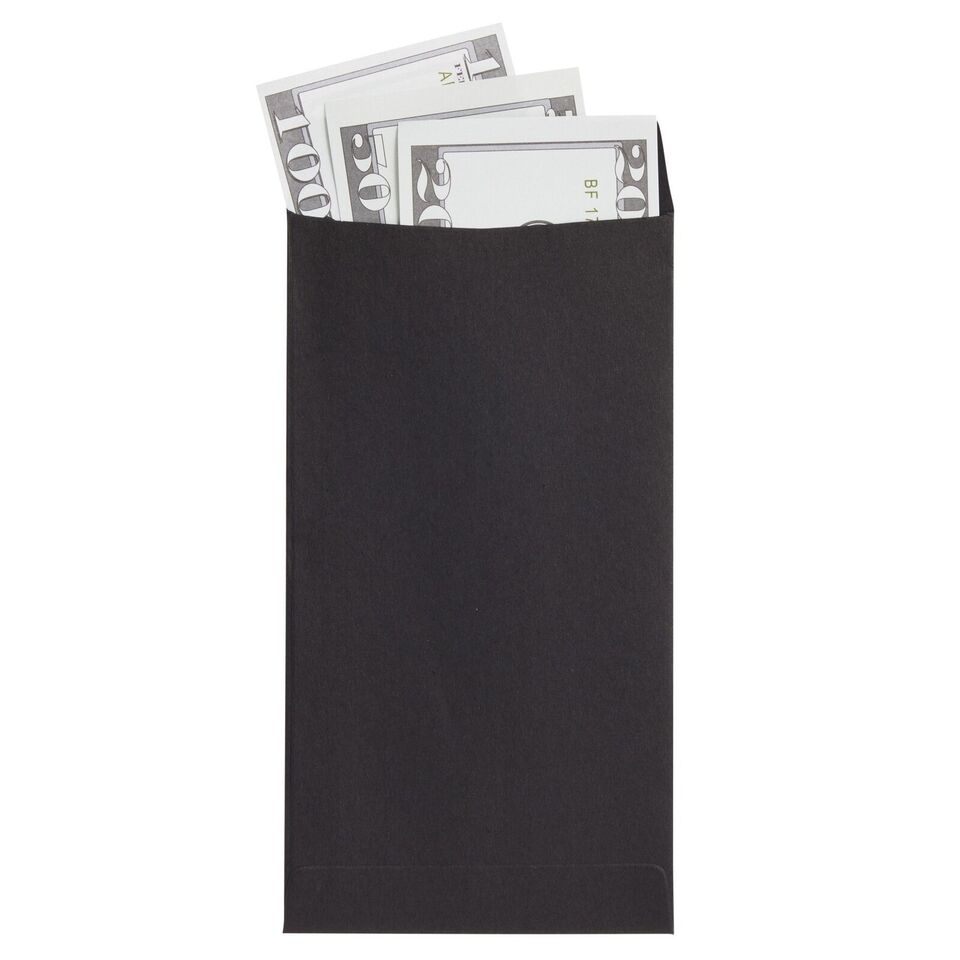 100 Pack Black Money Envelopes for Cash Budgeting