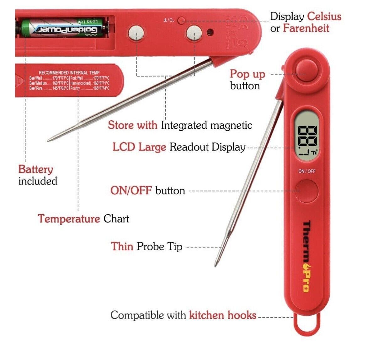  ThermoPro TP03 Digital Meat Thermometer + ThermoPro