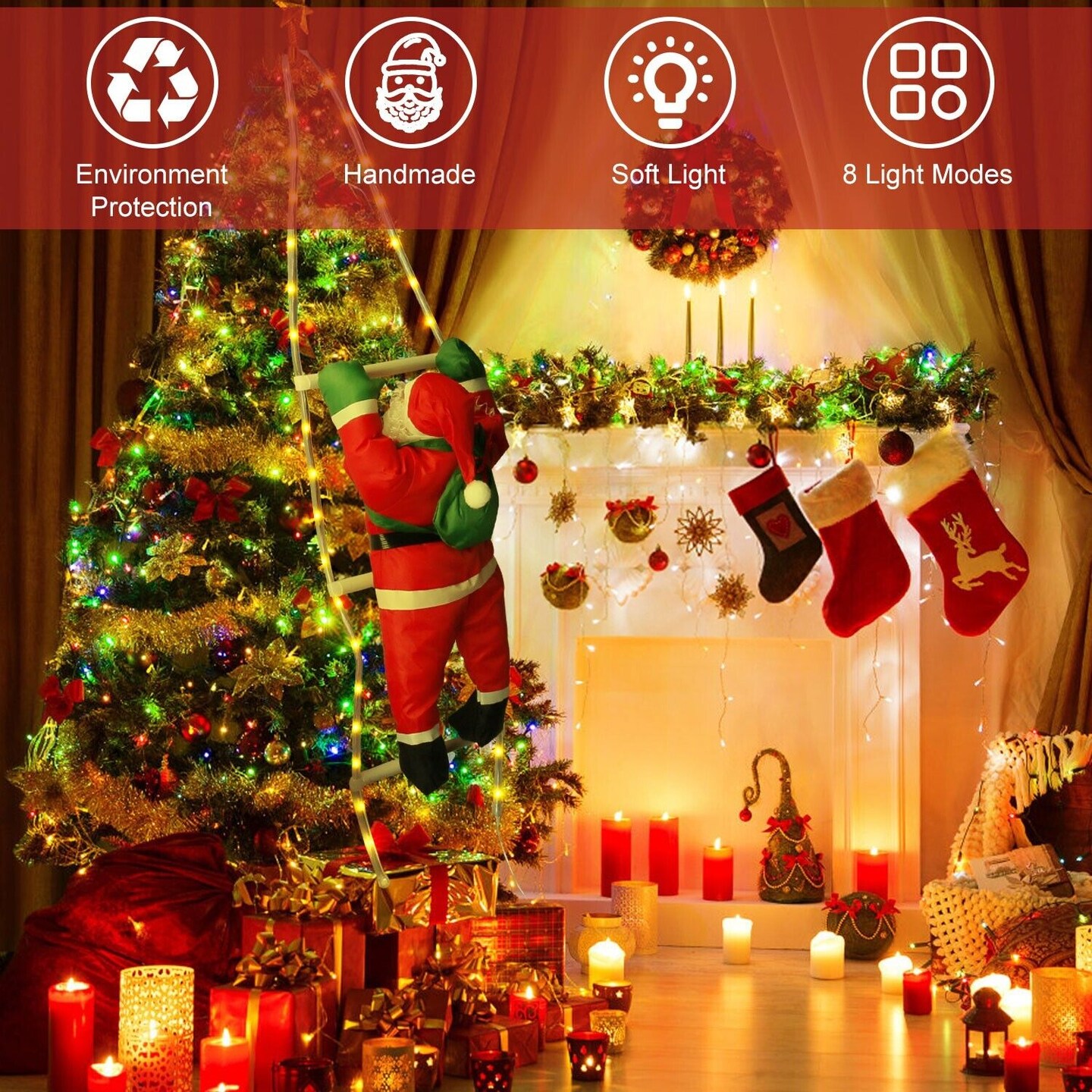 High Quality LED Santa Claus Christmas Tree Decor