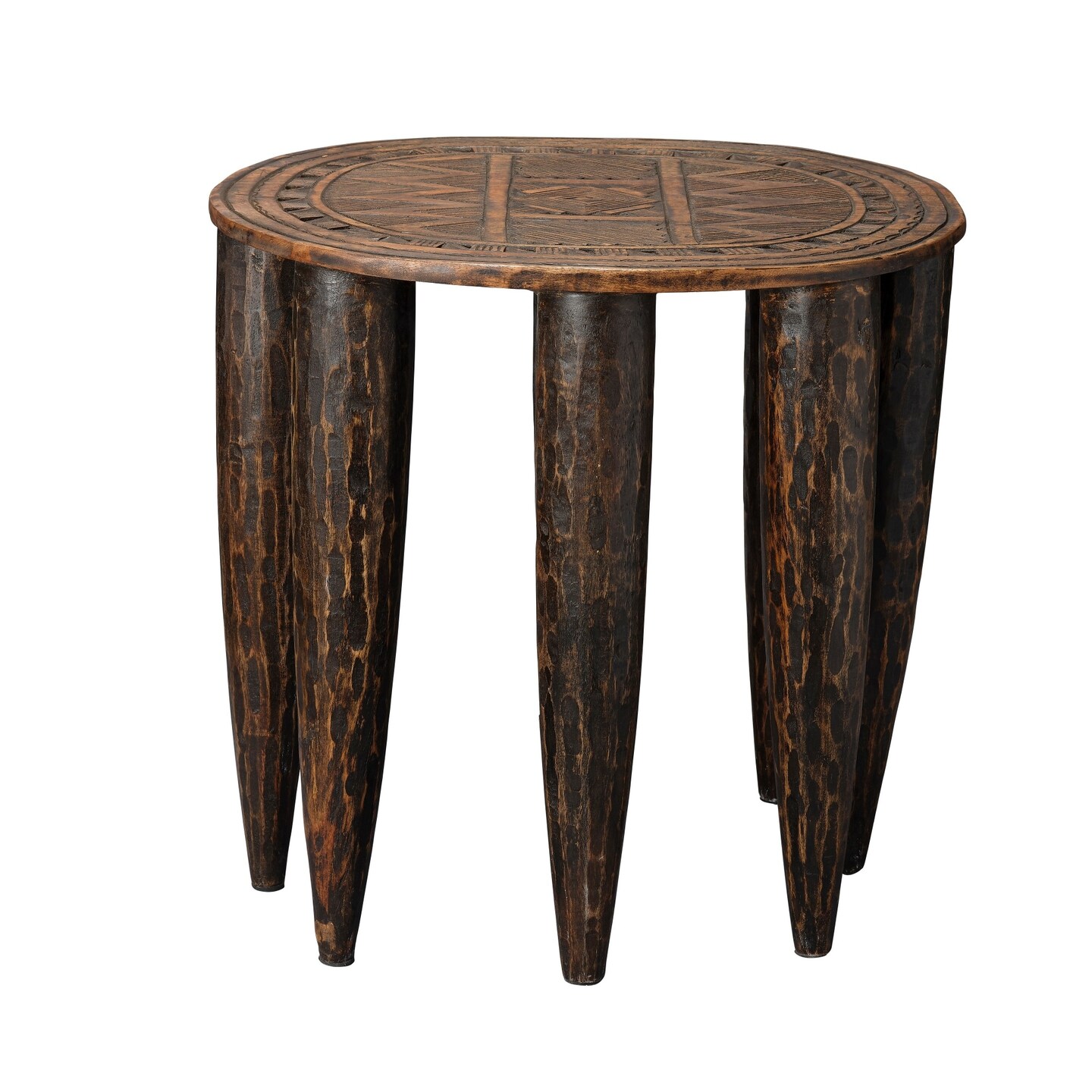 Jamie Young Company Antique Style Stool with 9-Tapered Legs - 22&#x22; - Brown