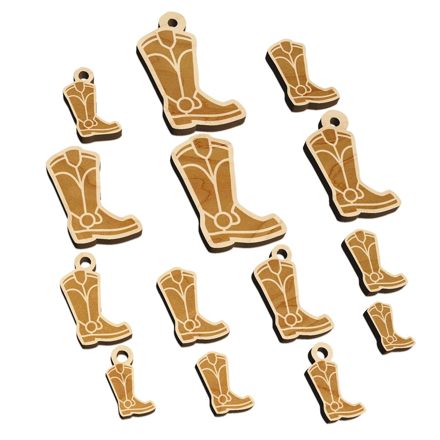 Cowboy Boot Western Mini Wood Shape Charms Jewelry DIY Craft