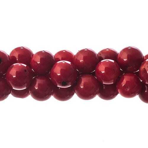 Earth&#x27;s Jewel 8&#x22; Bamboo Coral Natural Dyed Semi-Precious Round Strung Bead