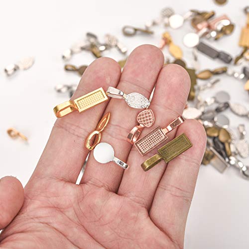 OBSEDE 120Pcs Glue on Bails for Pendants Jewelry Making Necklace Earring Bail Scrabble Making Supplies Glass Cabochon Tiles Pendant