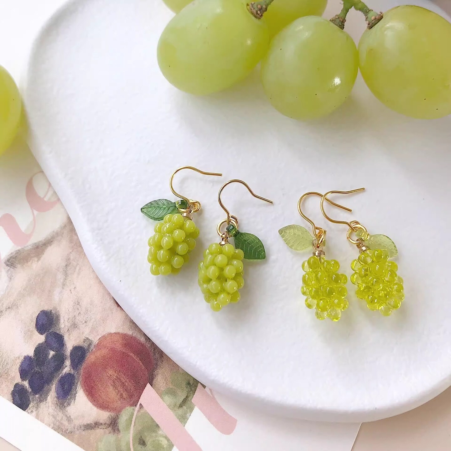 Green grape outlet earrings