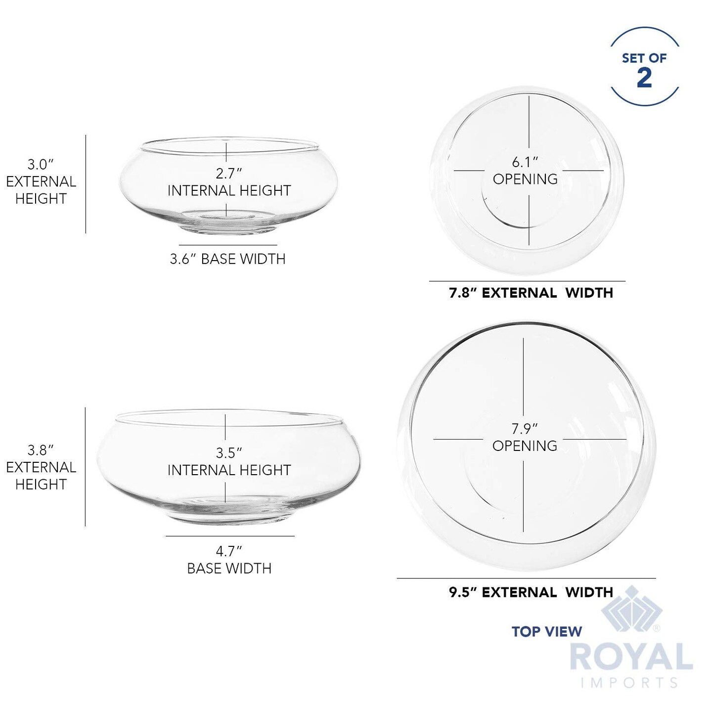 2 Pieces Flower Glass Vase, Bowl Terrarium Succulent Planter, Air Plant Hydroponic Display, Floating Candles Decorative Centerpiece Floral Container for Home or Wedding , Clear