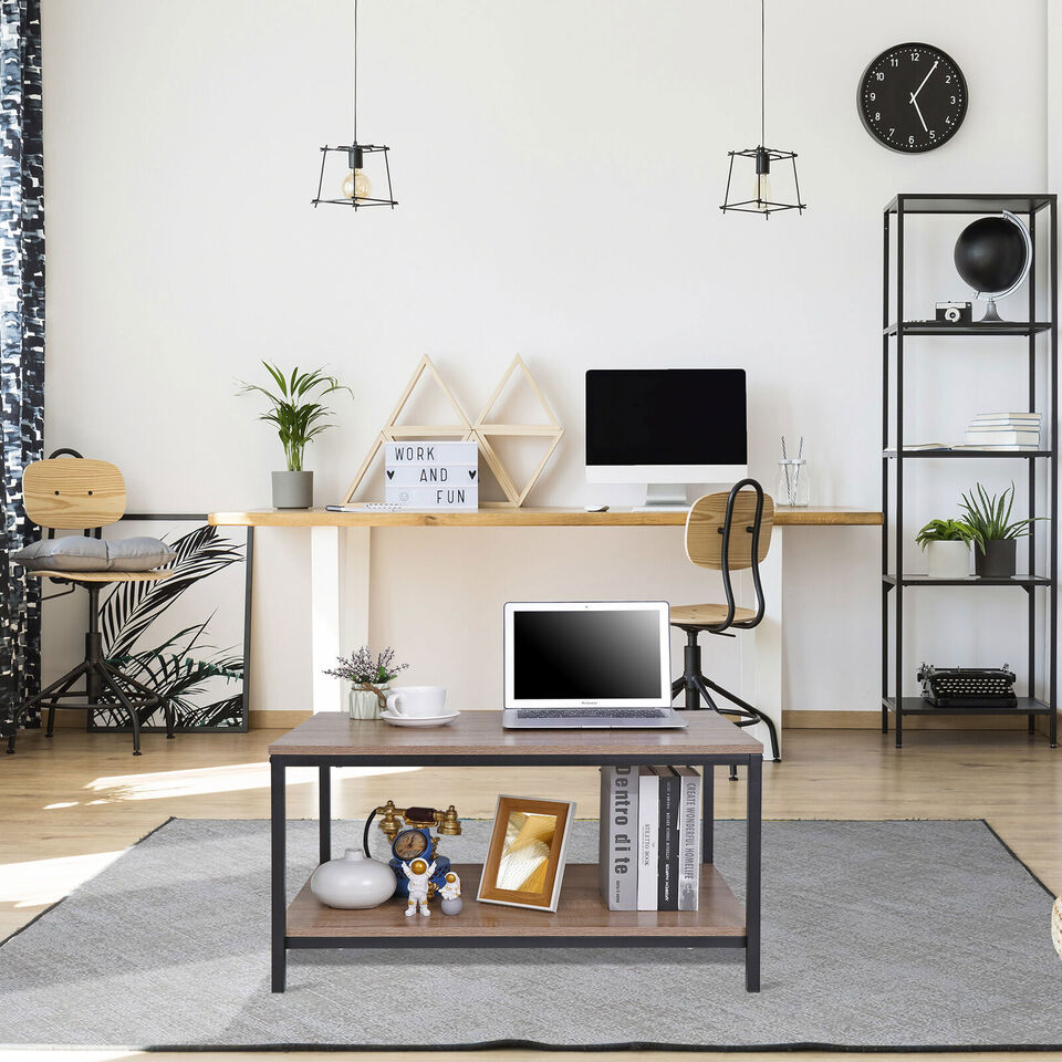 Coffee Table Rectangular Tea Table w/Storage Shelf Durable Cozy.