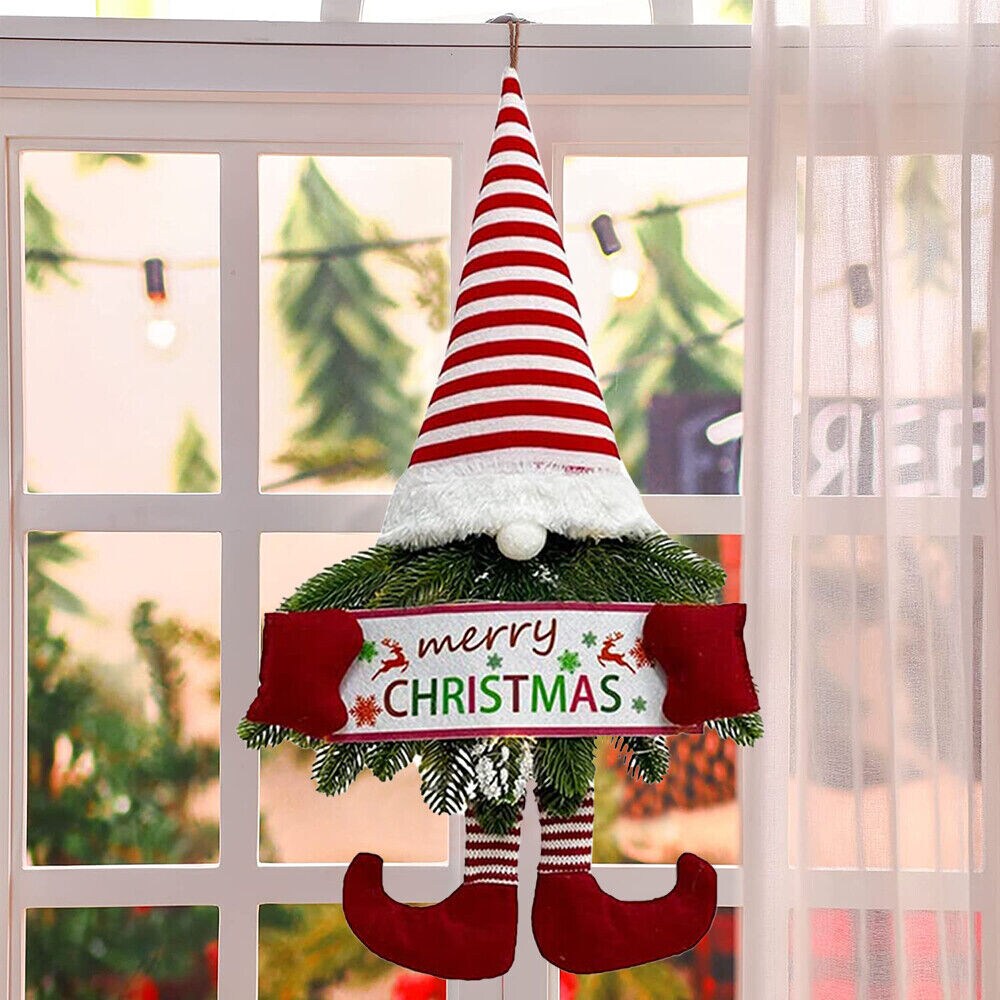 Creative Hanging Christmas Wreath Santa Gnome Decor