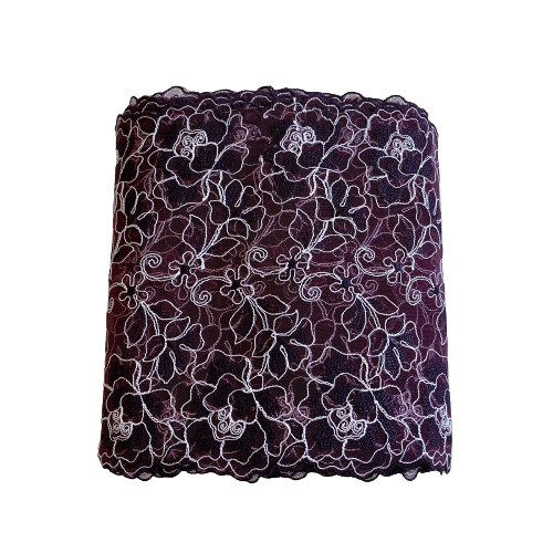 Kitcheniva Burgundy White Embroidered Double Edged Lace Trim Sewing