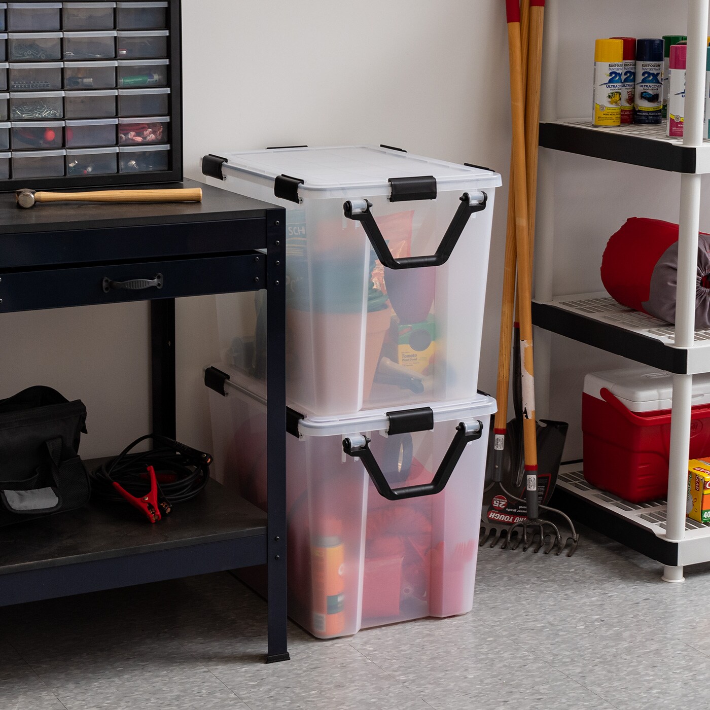 IRIS USA WEATHERPRO Airtight Plastic Storage Bin with Seal Lid, Secure Latching Buckles and 2 Rear Wheels