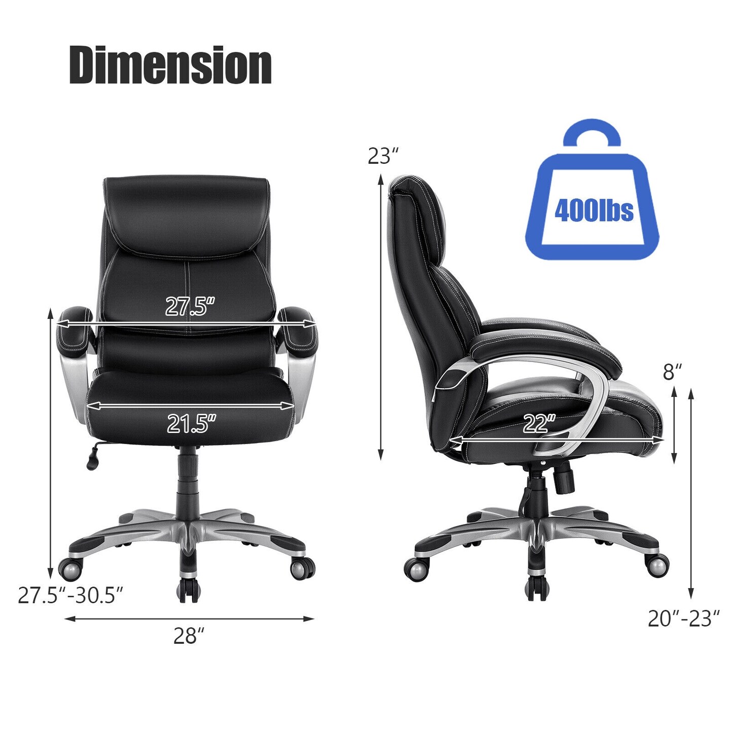 Adjustable Executive Office Recliner Chair with High Back and Lumbar Support