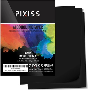 Black Alcohol Ink Paper 25 Sheets Heavy Black Art Paper for Alcohol Ink &#x26; Black Watercolor Paper, Synthetic Paper 5x7 Inches (127x178mm), 200gsm Cardstock