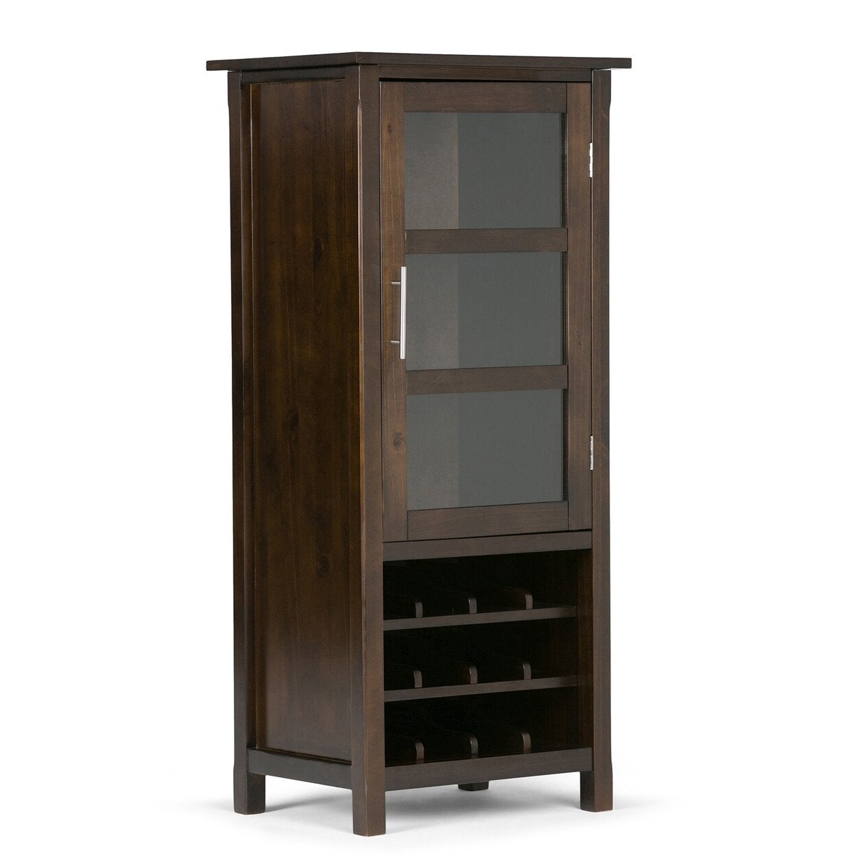 Simpli Home Avalon 12-Bottle Solid Wood 22"Contemporary Wine Rack Cabinet