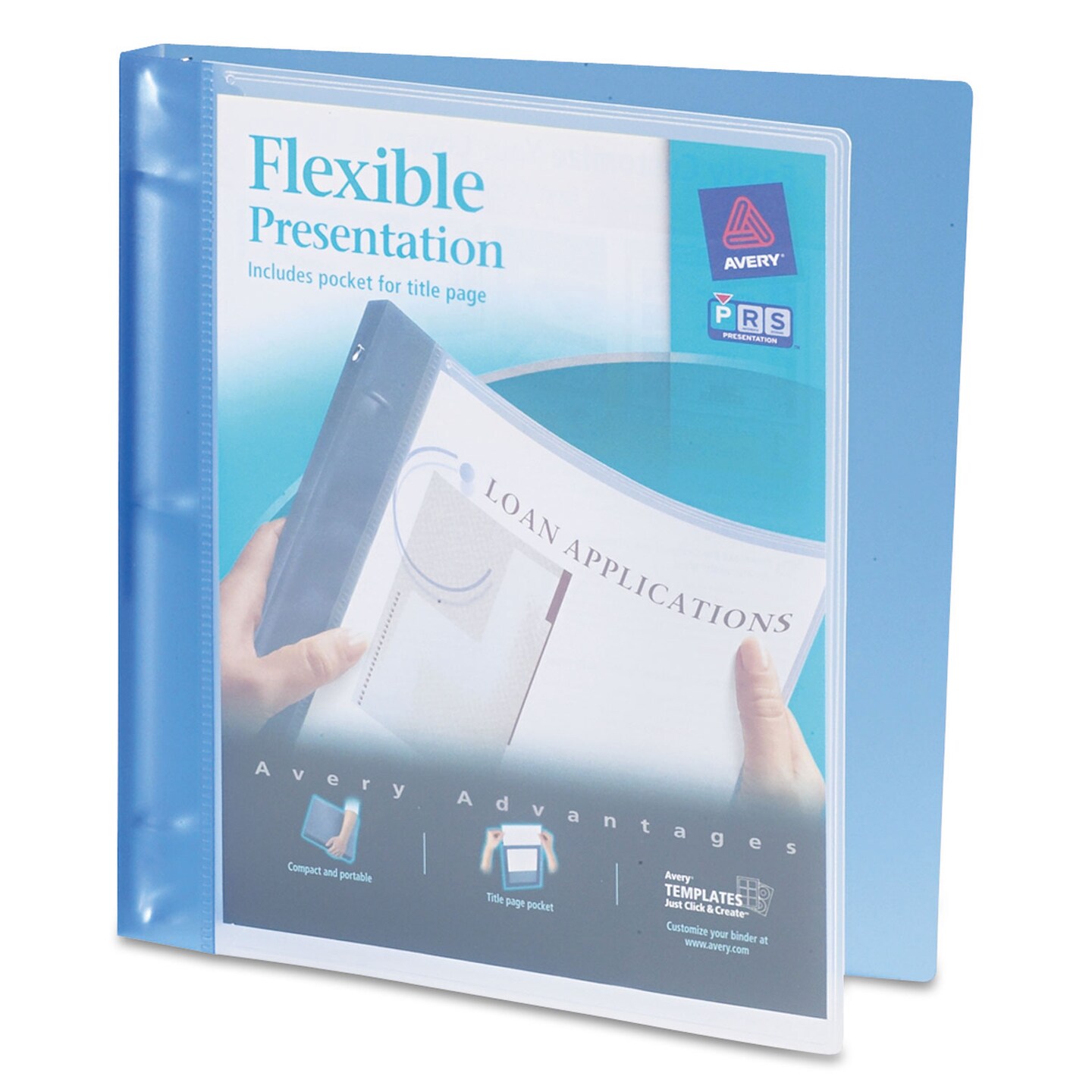Avery Flexible View Binder with Round Rings, 3 Rings, 0.5&#x22; Capacity, 11 x 8.5, Blue