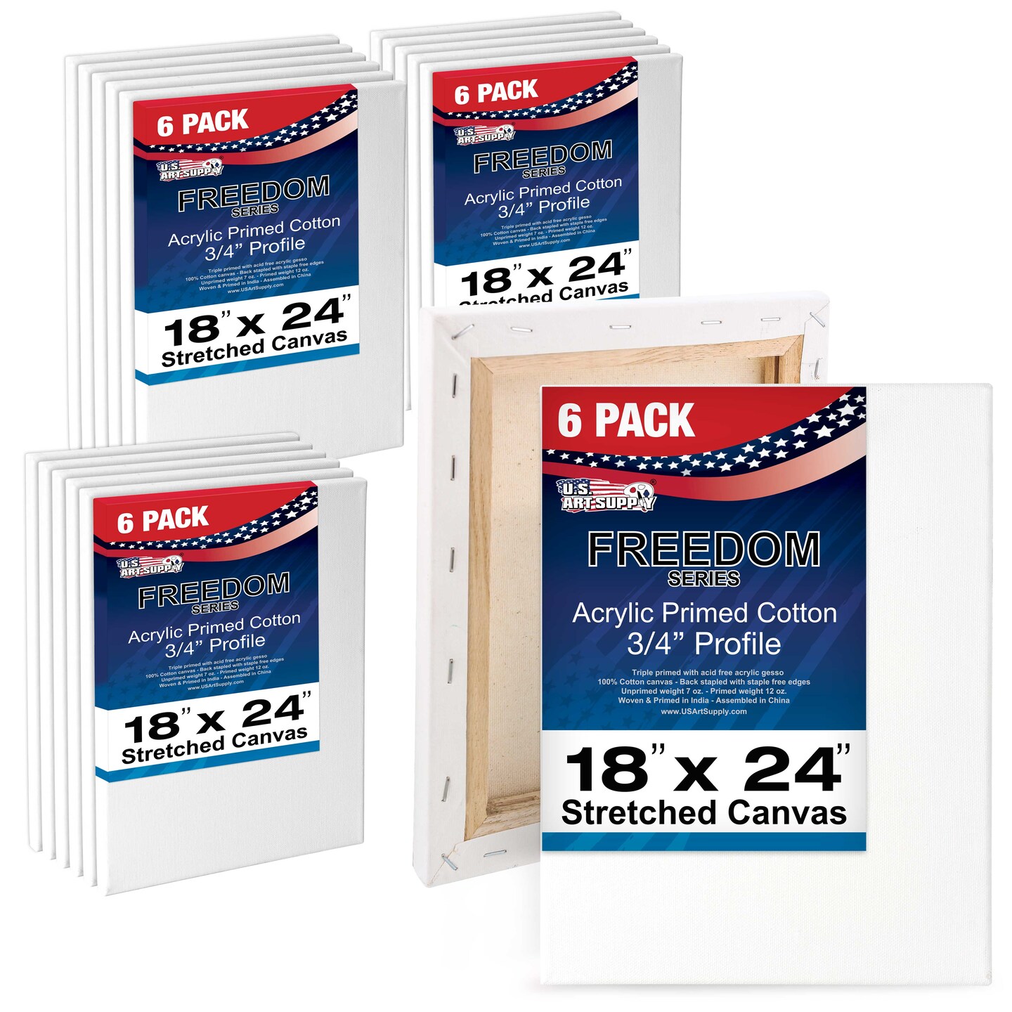 4 x 6 inch Stretched Canvas 12-Ounce Triple Primed, 6-Pack